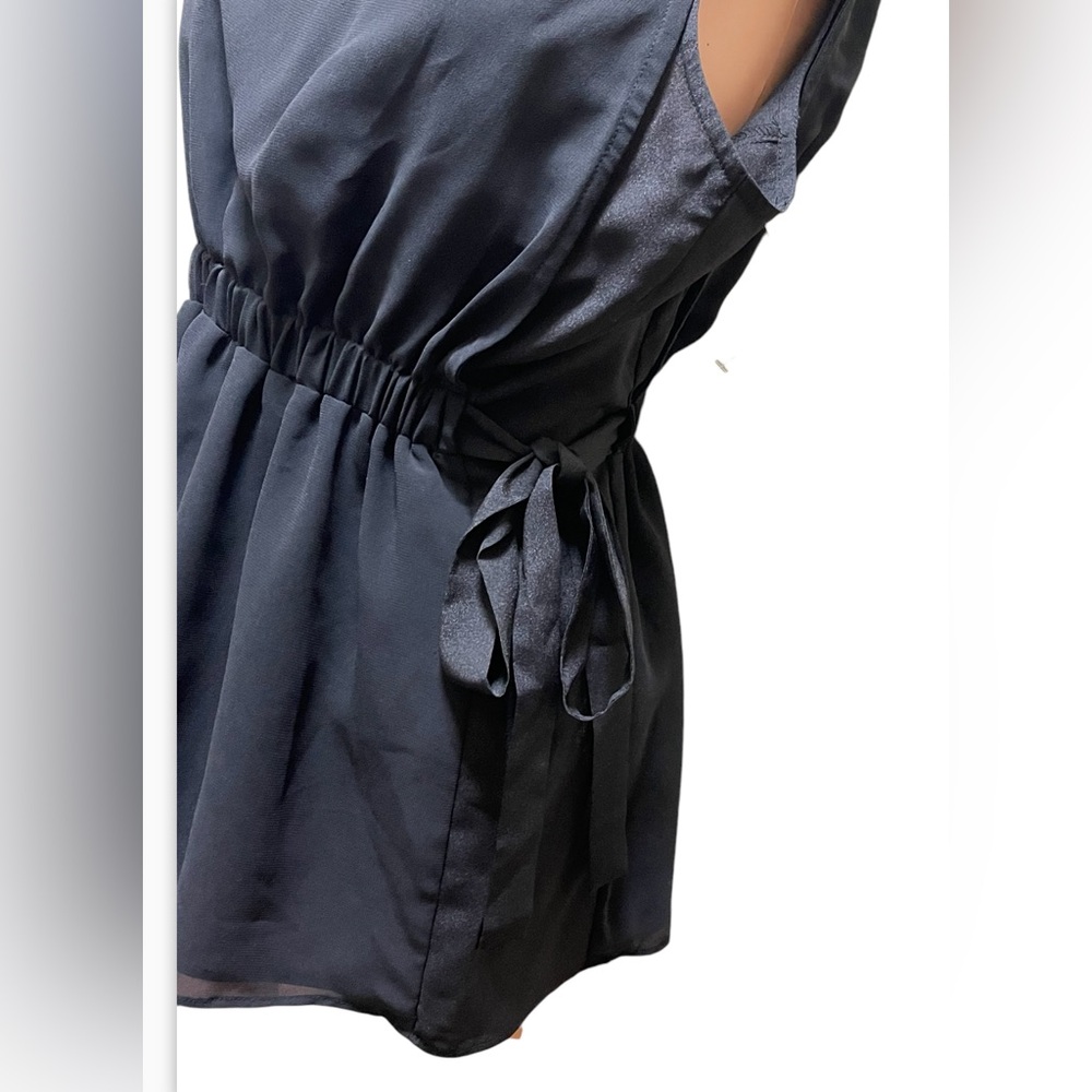DKNY DRESSY V-NECK TANK TOP SIDES TIES ELASTIC WAIST SLEEVELESS BLACK SIZE S - Picture 7 of 10